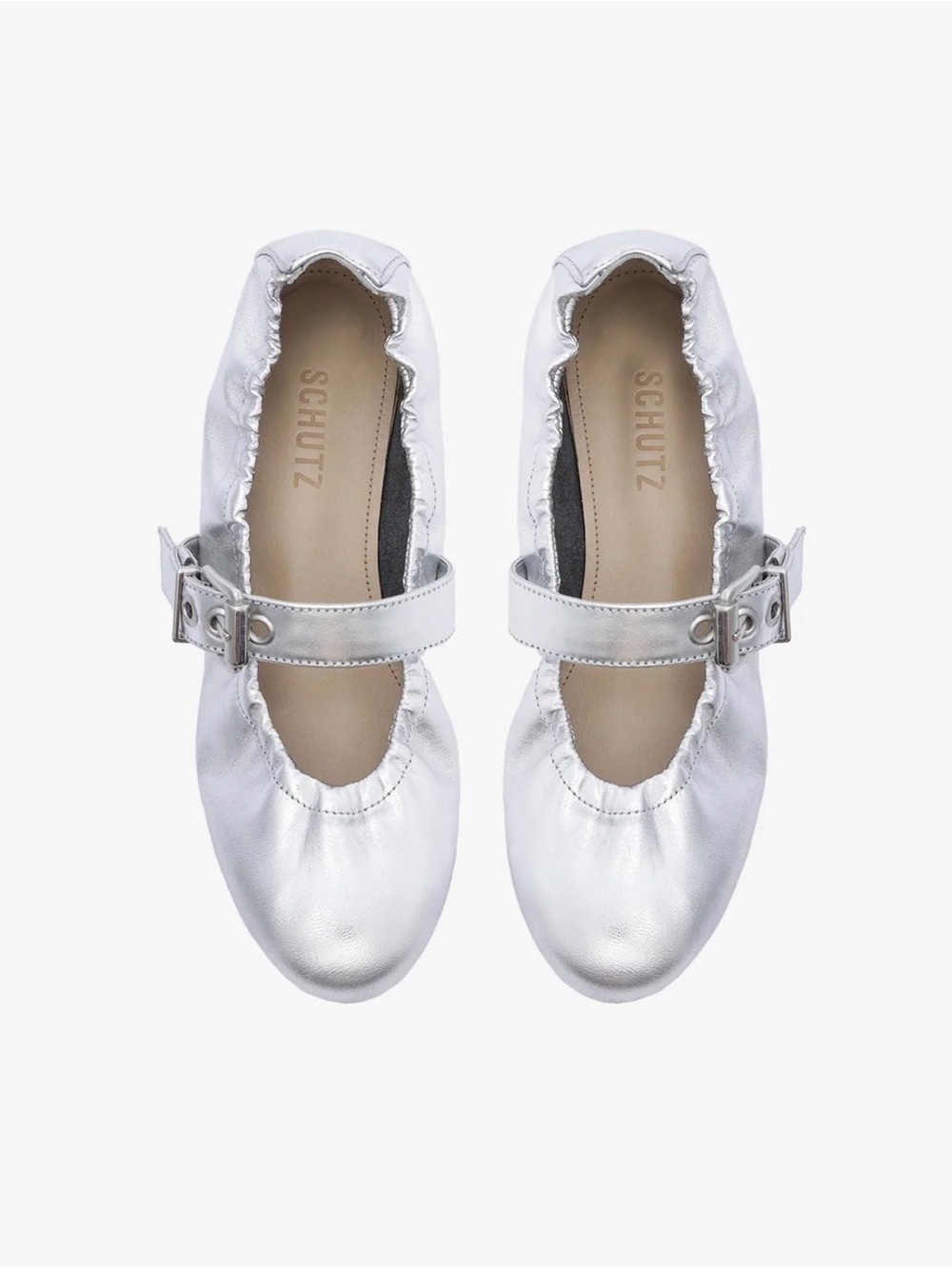 SCHUTZ Silver Girls' Mary Jane Ballet Flats with Buckle